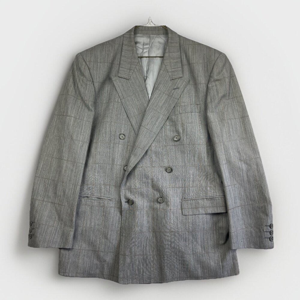 Vintage DE FURSAC Made in France Wool Blazer Sport Coat Striped Grey Sz 54